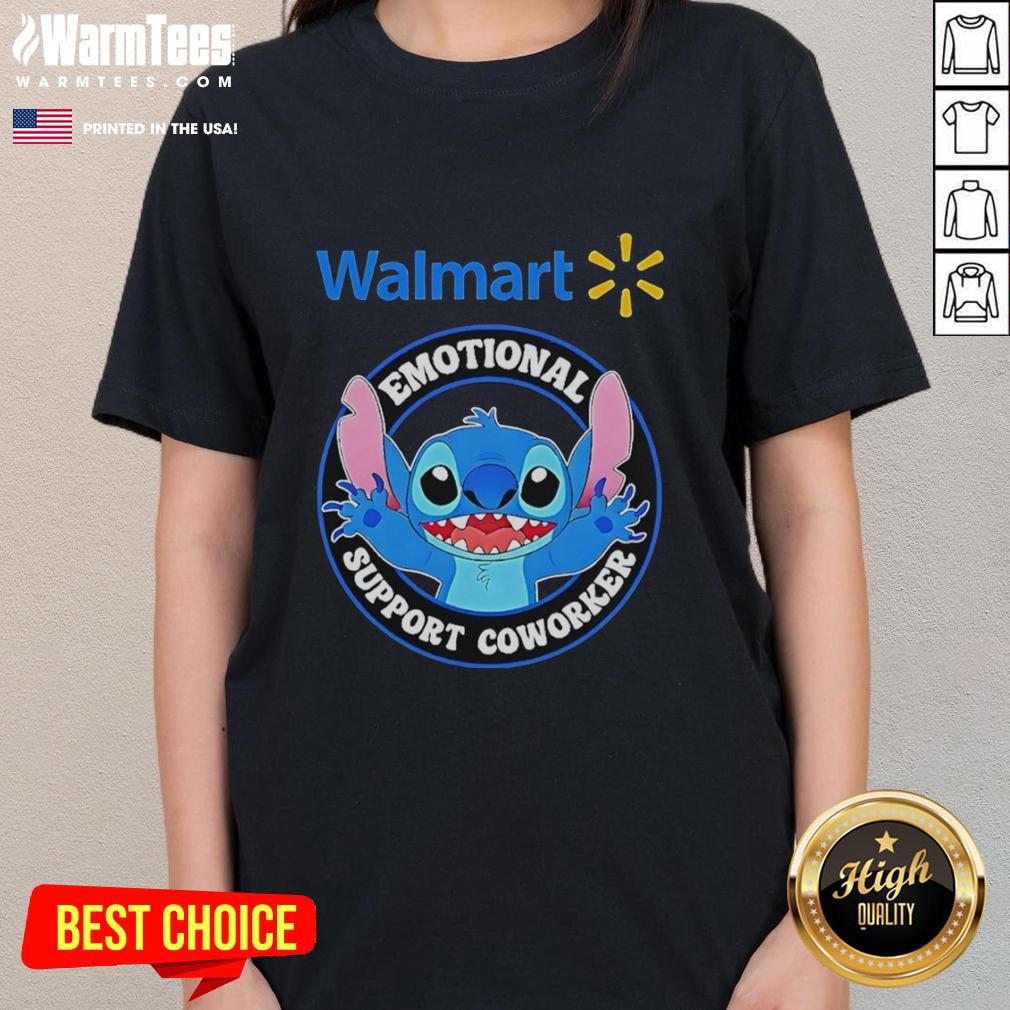Good Happy Stitch Walmart Emotional Support Coworker T-Shirt - Image 3