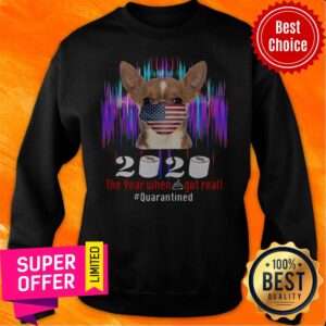 Alternative view of Face Mask 2020 The Year When Shit Got Real Quarantine Chihuahua American Flag Shirt