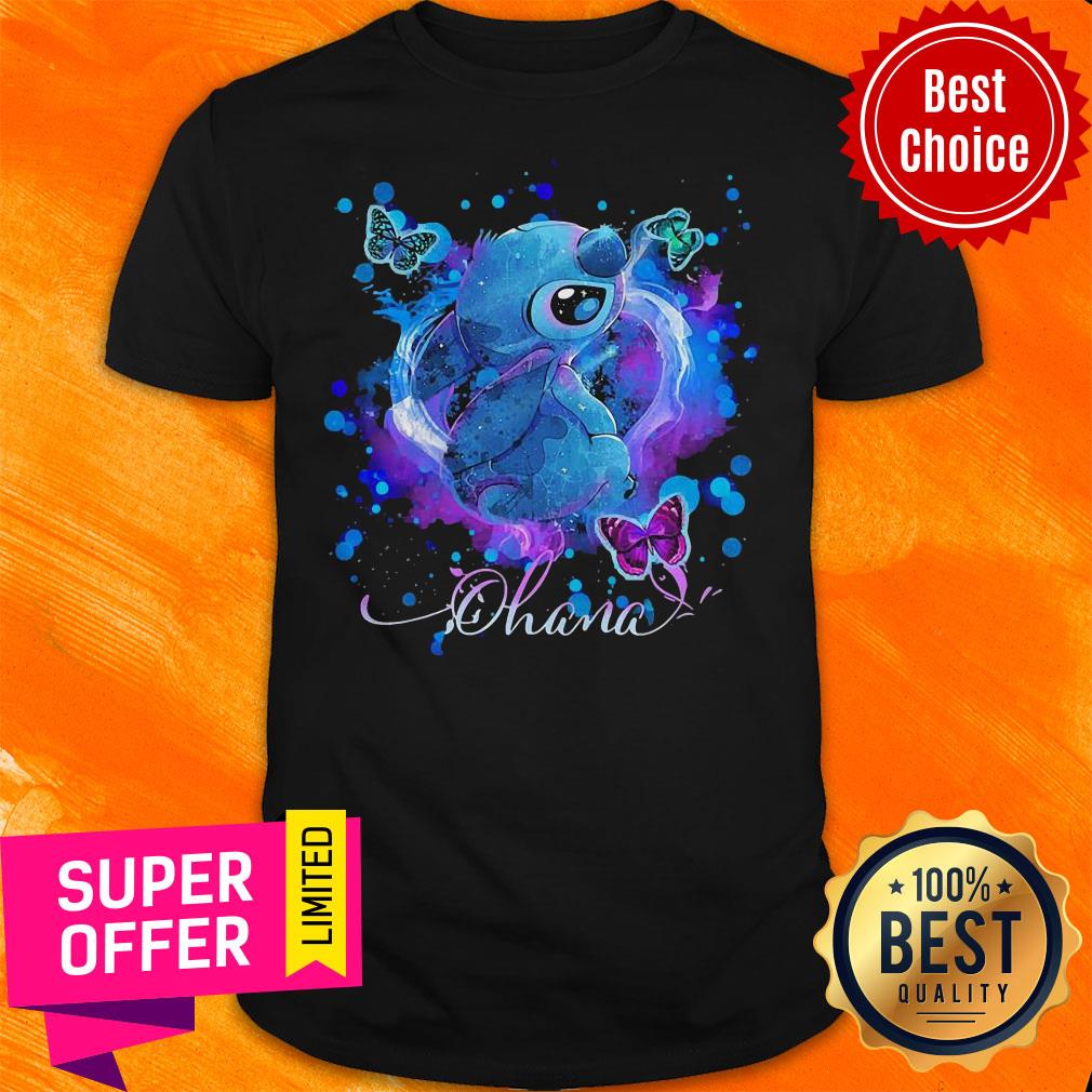 Funny Disney Stitch And Butterflies Ohana Color Shirt