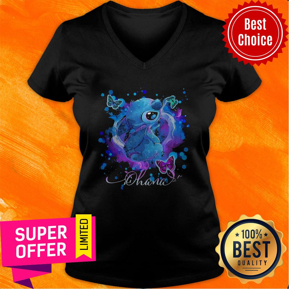 Funny Disney Stitch And Butterflies Ohana Color Shirt - Image 4