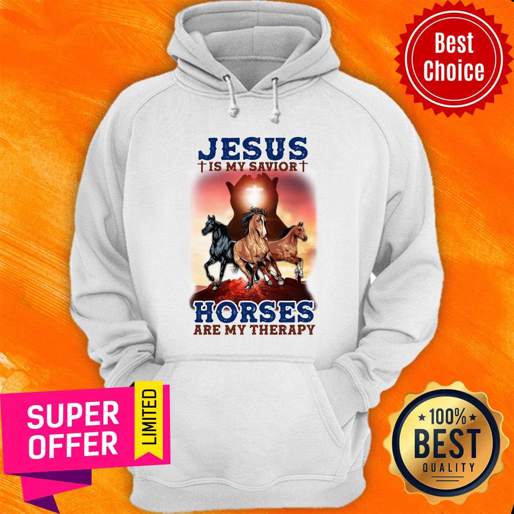 Jesus Is My Savior Horses Are My Therapy Shirt - Image 5