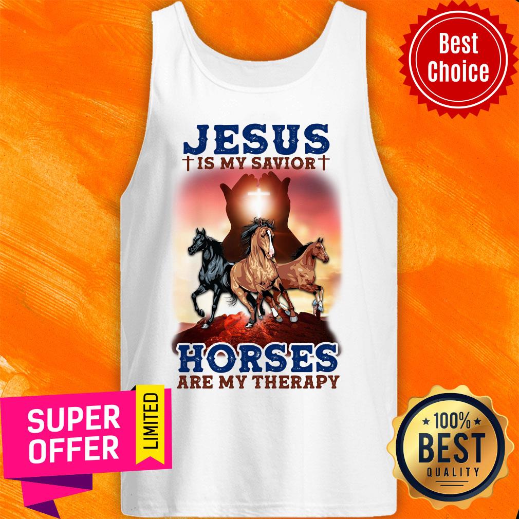 Jesus Is My Savior Horses Are My Therapy Shirt - Image 3