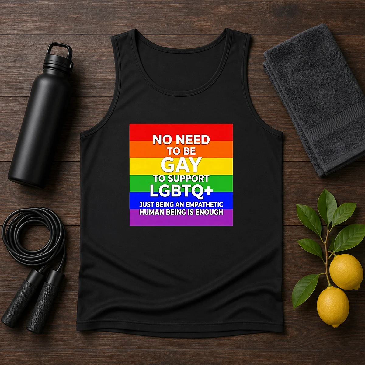 Hot No Need To Be Gay To Support LGBTQ Just Being An Empathetic Human Being Is Enough Shirt - Image 3