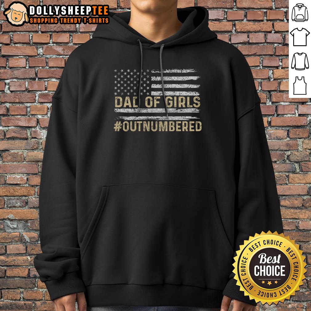 Pretty Dad Of Girls Outnumbered American Flag Shirt - Image 2