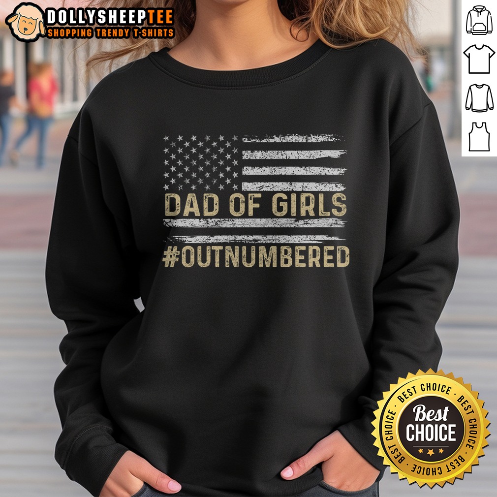 Pretty Dad Of Girls Outnumbered American Flag Shirt - Image 4