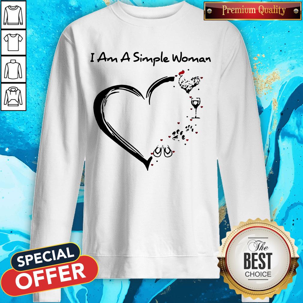 I Am A Simple Woman Chicken Wine Dog Paw And Flip Flop Shirt - Image 4