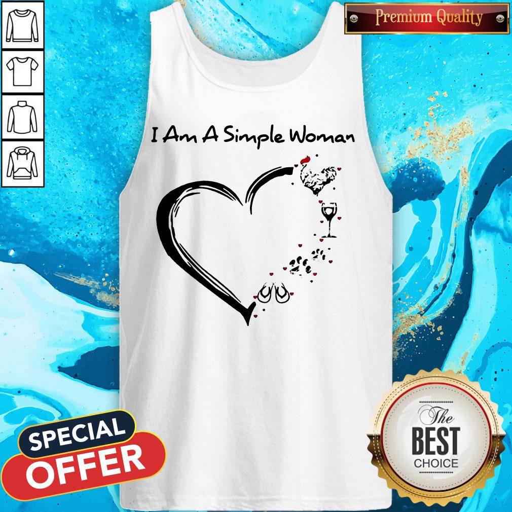 I Am A Simple Woman Chicken Wine Dog Paw And Flip Flop Shirt - Image 3