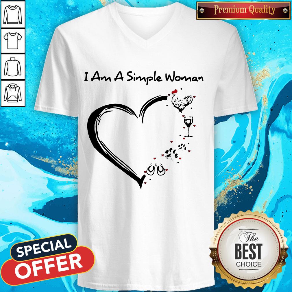 I Am A Simple Woman Chicken Wine Dog Paw And Flip Flop Shirt - Image 2
