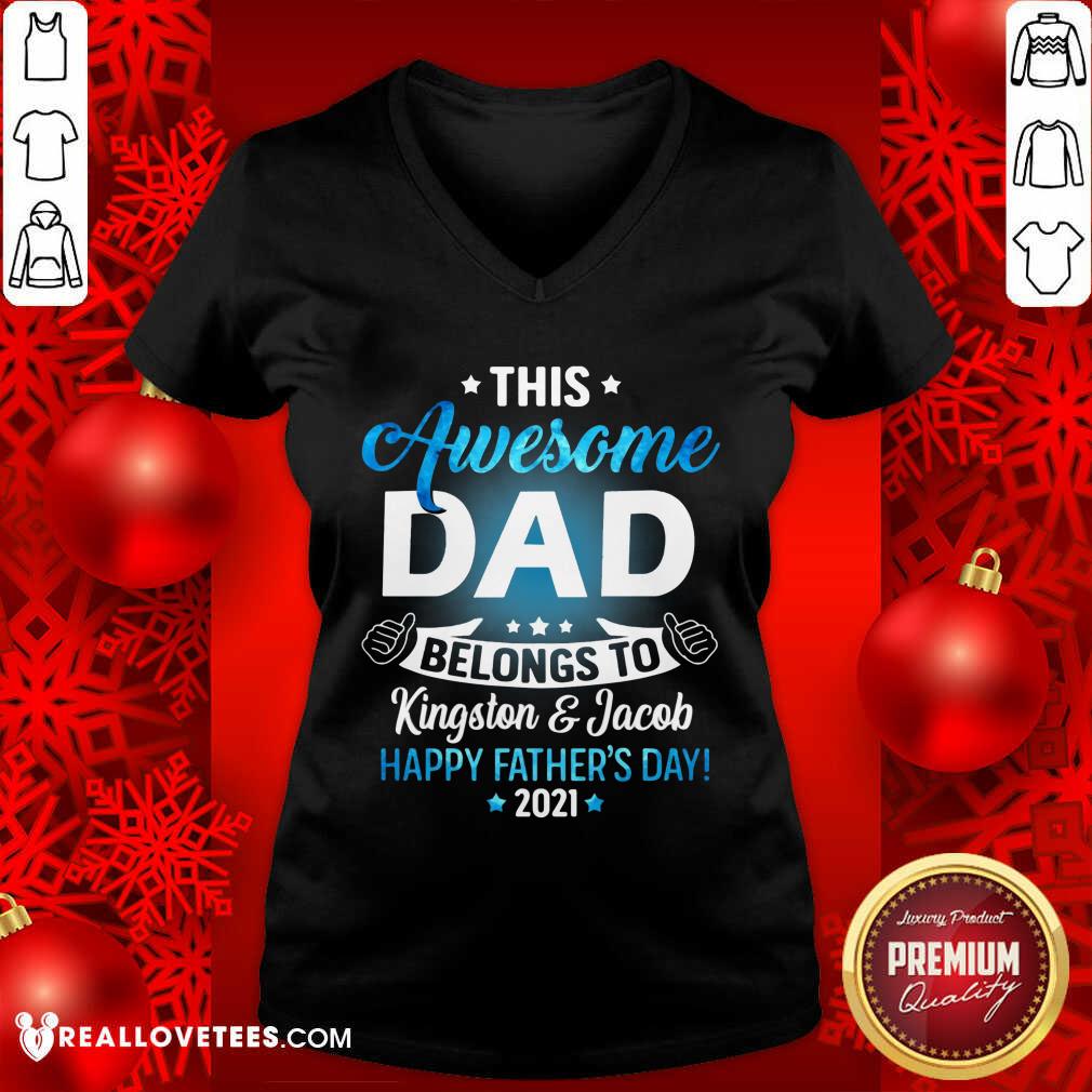 This Awesome Dad Belongs To Happy Fathers Day Shirt - Image 3