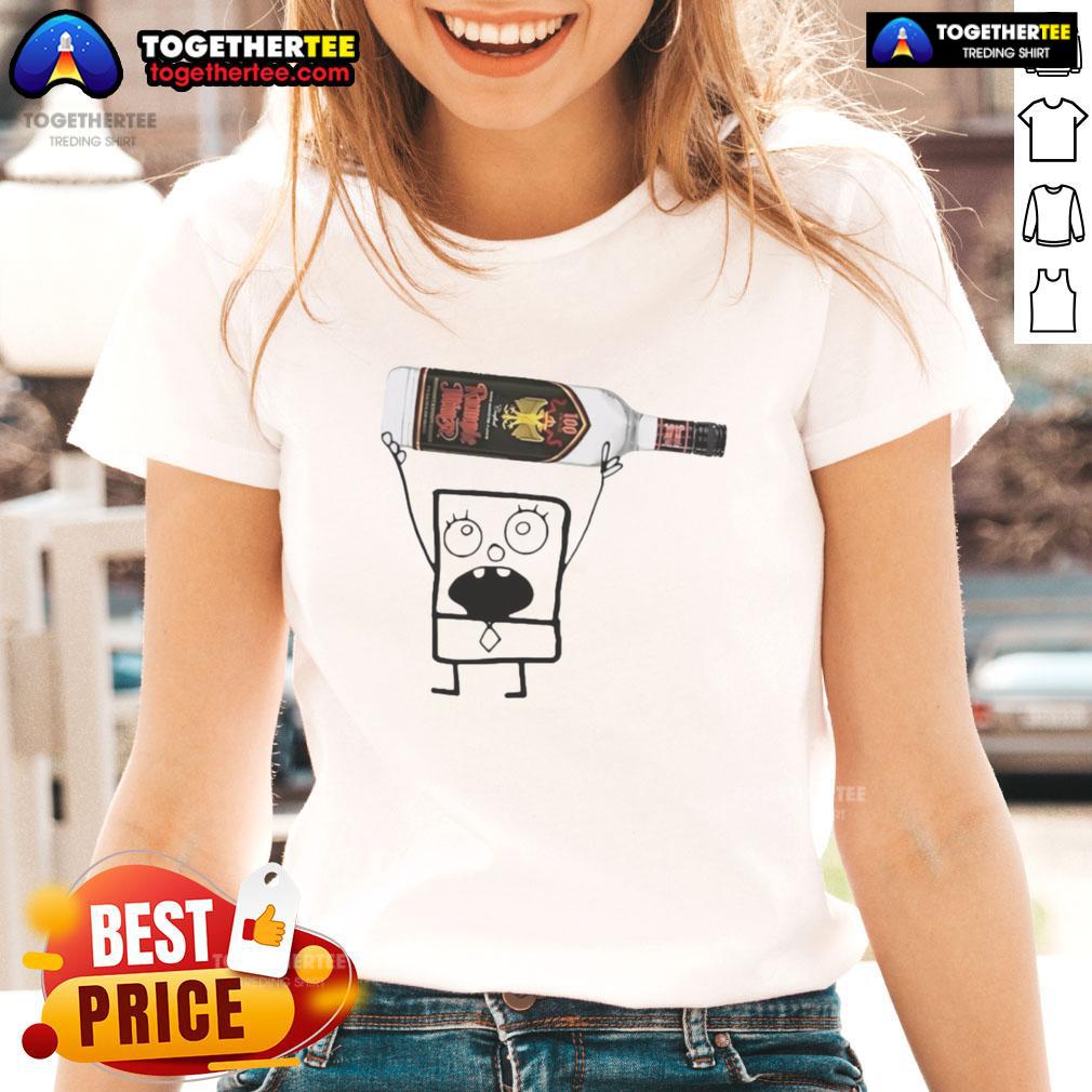 Top Doodlebob Holding Rumple Minze Peppermint Schnapps Can T-Shirt - Image 3