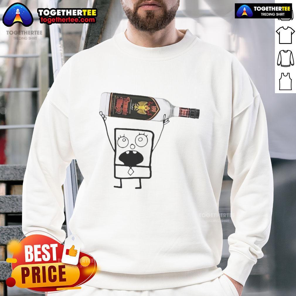 Top Doodlebob Holding Rumple Minze Peppermint Schnapps Can T-Shirt - Image 5
