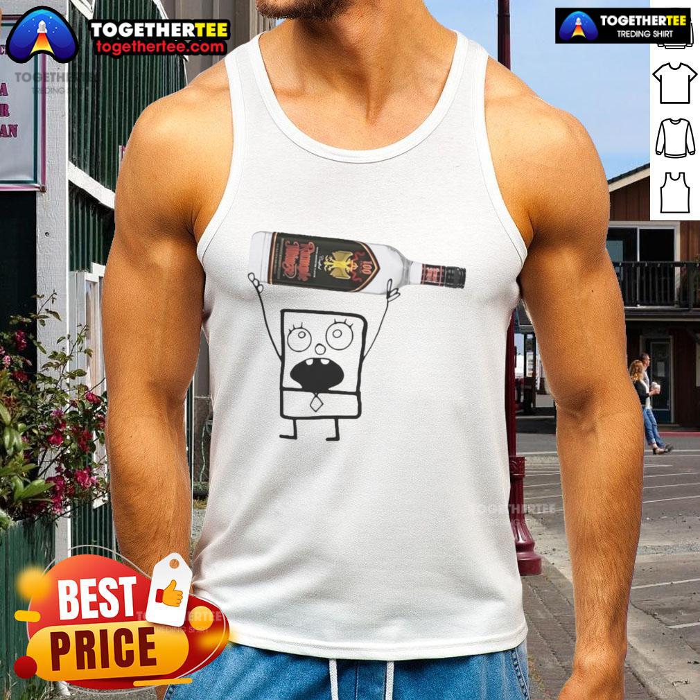 Top Doodlebob Holding Rumple Minze Peppermint Schnapps Can T-Shirt - Image 4