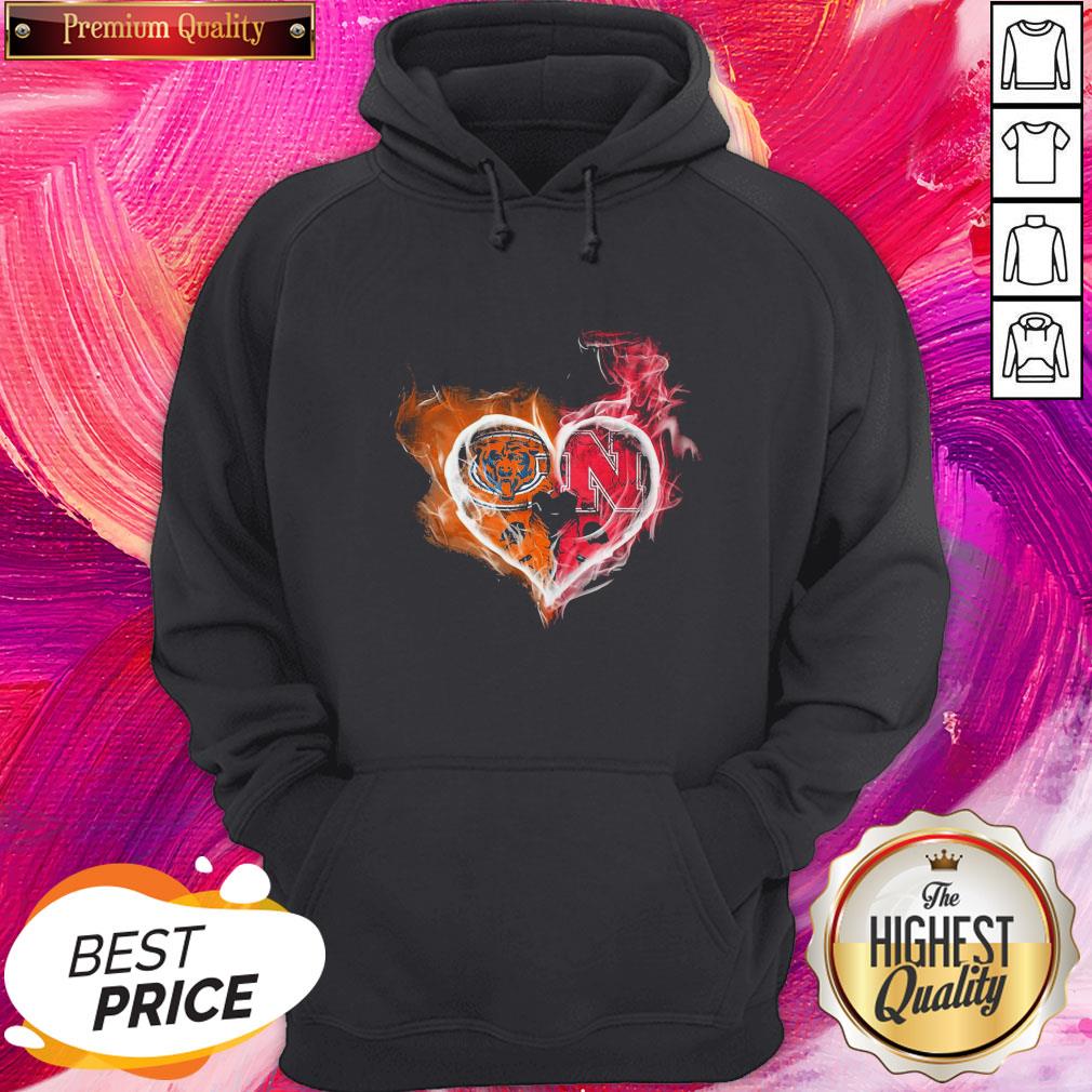 Chicago Bears And Nebraska Cornhuskers Heart Fire Official Perfect Shirt - Image 3