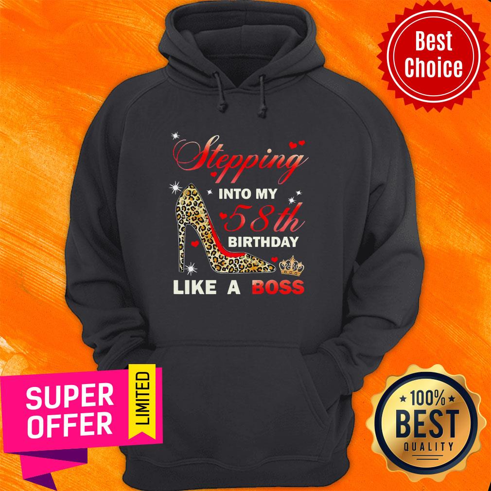 Official Stepping Leopard Into My 58th Birthday Like A Boss Shirt - Image 3