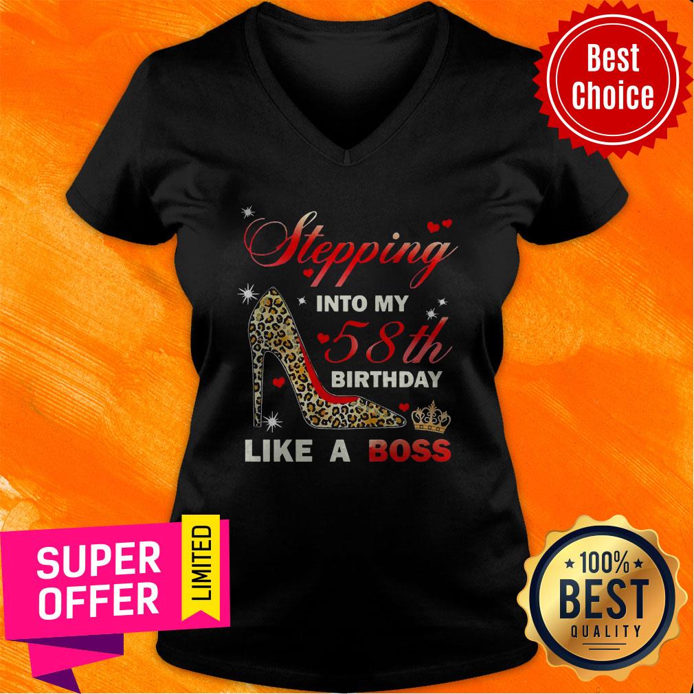 Official Stepping Leopard Into My 58th Birthday Like A Boss Shirt - Image 4