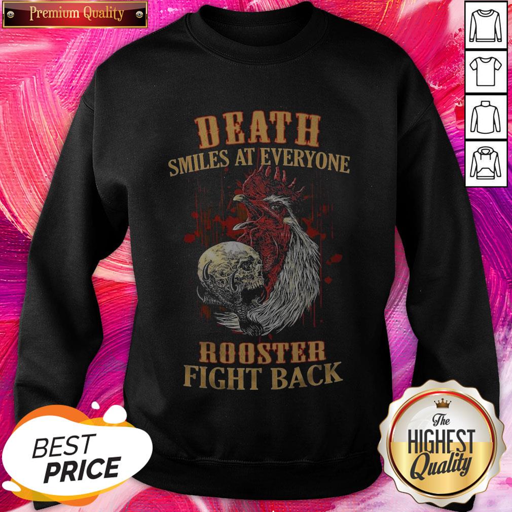 Pro Chicken Hug Skull Death Smiles At Everyone Rooster Fight Back Shirt - Image 4