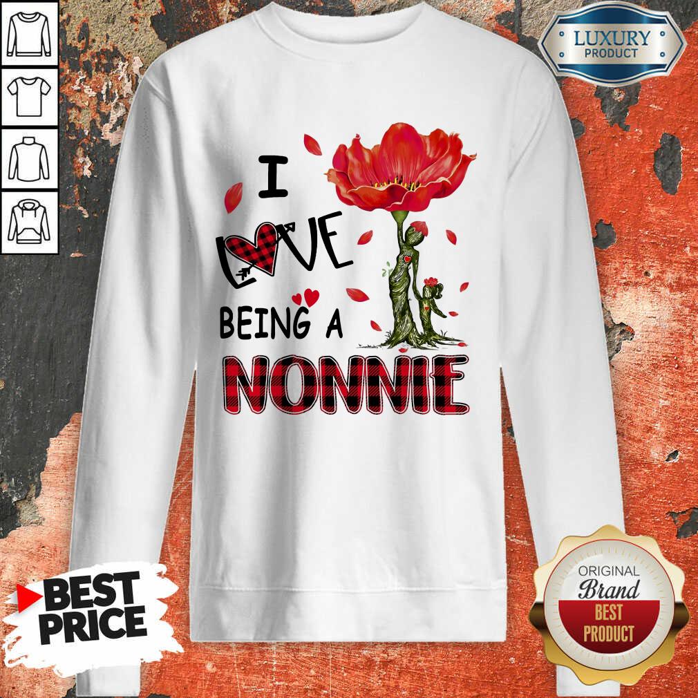 Red Flower I Love Being A Nonnie Shirt - Image 3