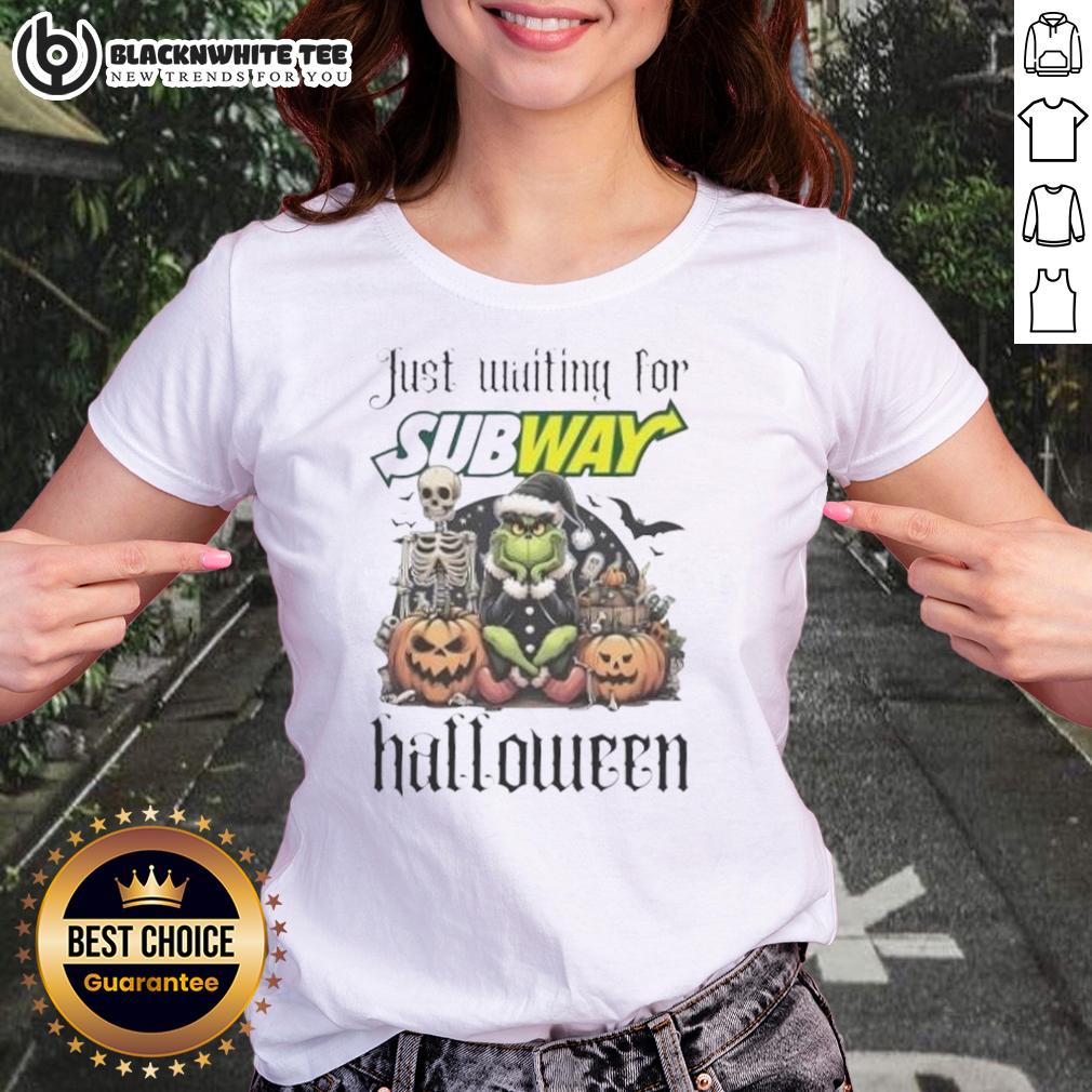 Pretty Grinch Just Waiting For Subway Halloween T-Shirt - Image 3