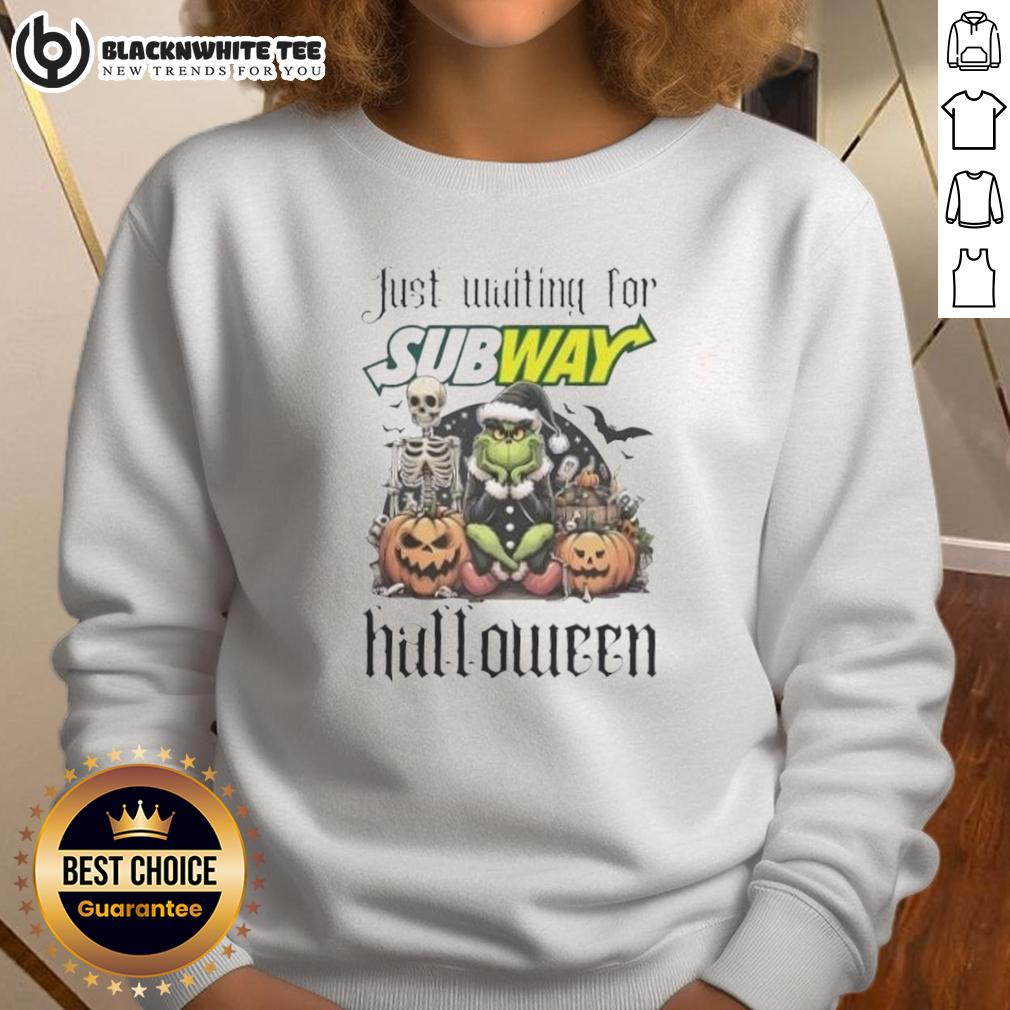 Pretty Grinch Just Waiting For Subway Halloween T-Shirt - Image 5
