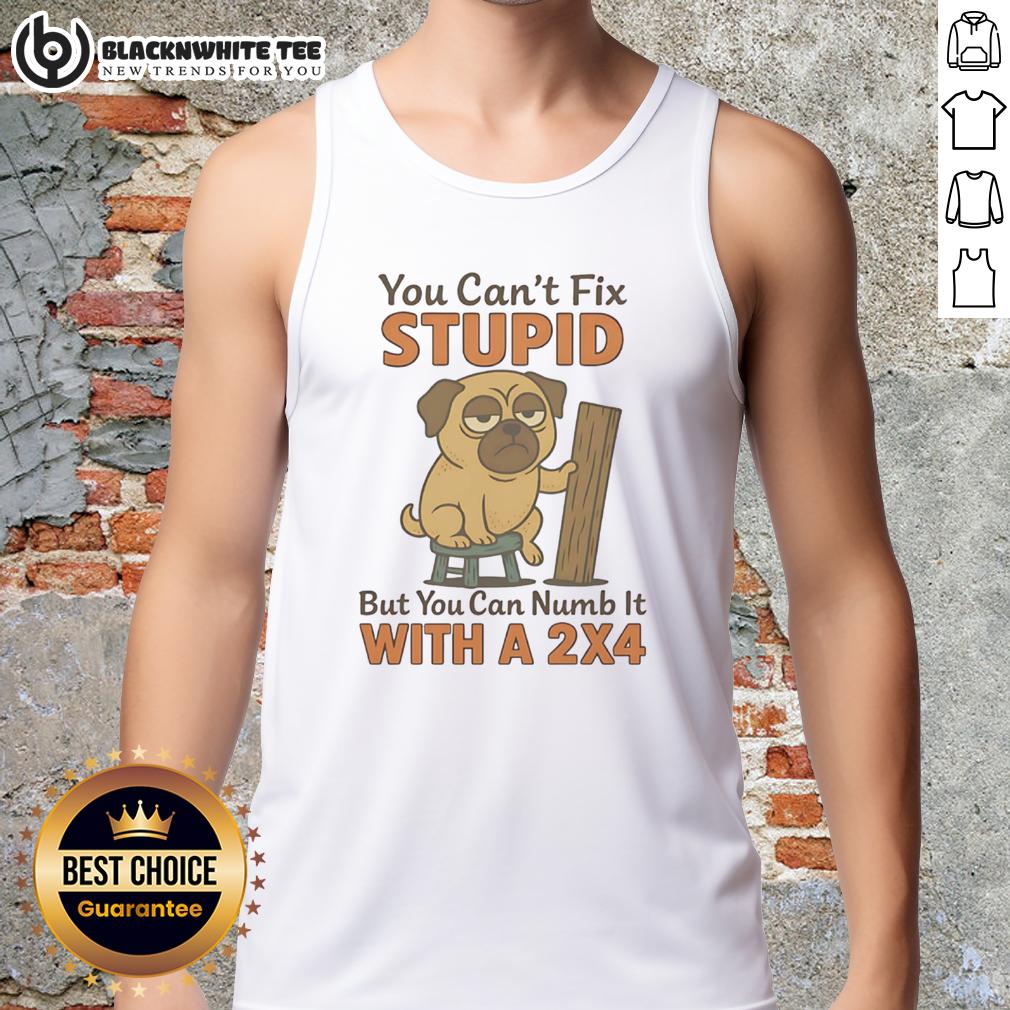 Top Pug You Can't Fix Stupid But You Can Numb It With A 2×4 T-Shirt - Image 4