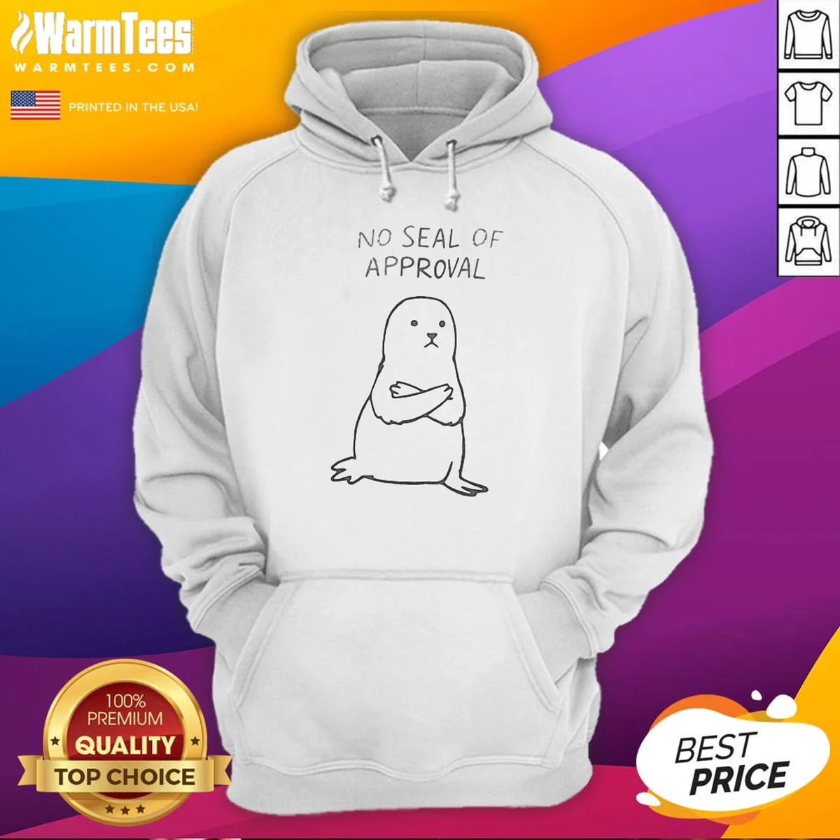 Good No Seal Of Approval Pun With An Annoyed Seal With Crossed Arms Illustration Shirt - Image 3