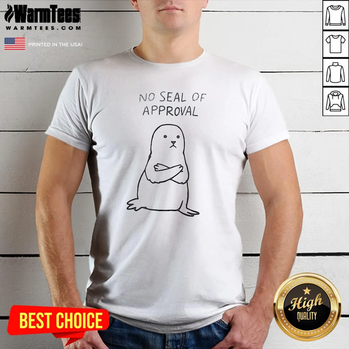 Good No Seal Of Approval Pun With An Annoyed Seal With Crossed Arms Illustration Shirt