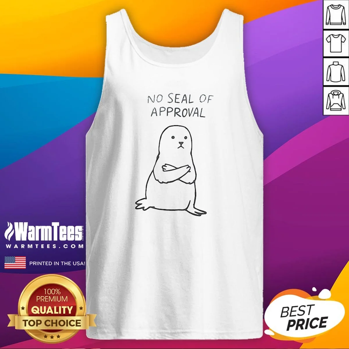 Good No Seal Of Approval Pun With An Annoyed Seal With Crossed Arms Illustration Shirt - Image 5