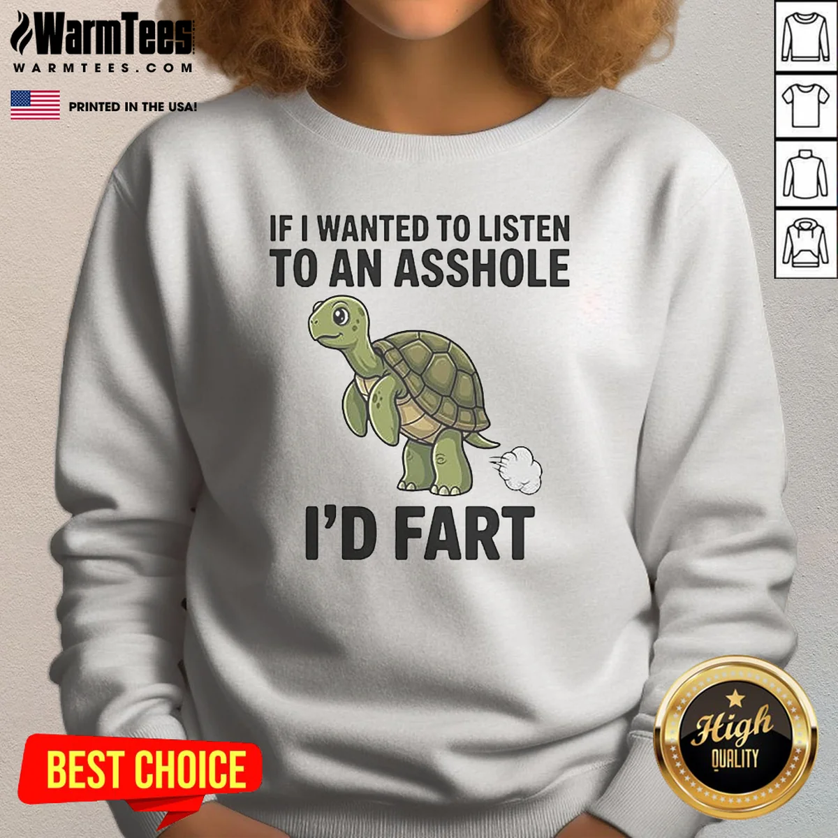 Good Turtle If I Wanted To Listen To An Asshole I'D Fart Funny Animal Meme Shirt - Image 4