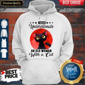 Alternative view of Never Underestimate An Old Woman With A Cat Moon Shirt