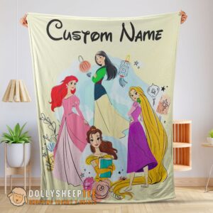Perfect Cute Disney Princess Ariel Mulan Rapunzel Belle Princess Blanket Fleece Customized Blanket