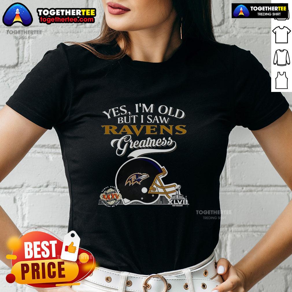 Top Yes I'm Old But I Saw Baltimore Ravens Greatness Super Bowl Helmet Skyline T-Shirt - Image 3