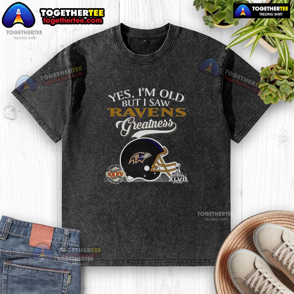 Top Yes I'm Old But I Saw Baltimore Ravens Greatness Super Bowl Helmet Skyline T-Shirt - Image 6