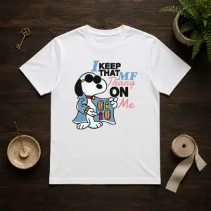 Funny Snoopy Peanuts I Keep That MF Thang On Me Hot Dog Mustard Ketchup Shirt