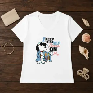 Alternative view of Funny Snoopy Peanuts I Keep That MF Thang On Me Hot Dog Mustard Ketchup Shirt