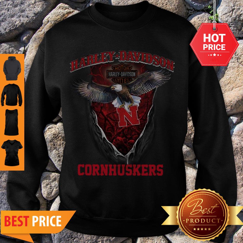Awesome Eagle Harley Davidson Nebraska Cornhuskers Shirt - Image 3