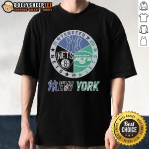 Nice New York Jets New York Nets New York Yankees Mashup Logo T-Shirt