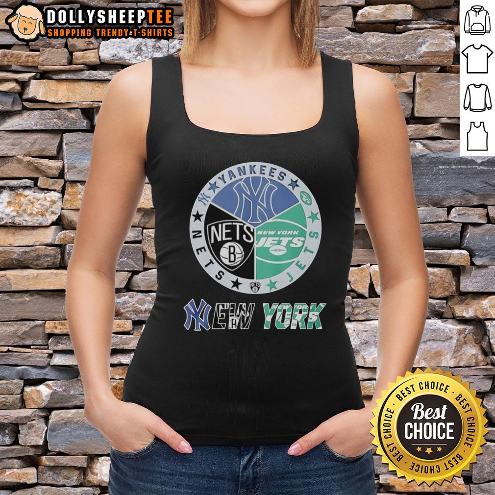 Nice New York Jets New York Nets New York Yankees Mashup Logo T-Shirt - Image 3