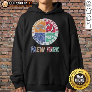Alternative view of Nice New York Knicks New Jersey Devils York Yankees New York Jets Mashup Logo T-Shirt