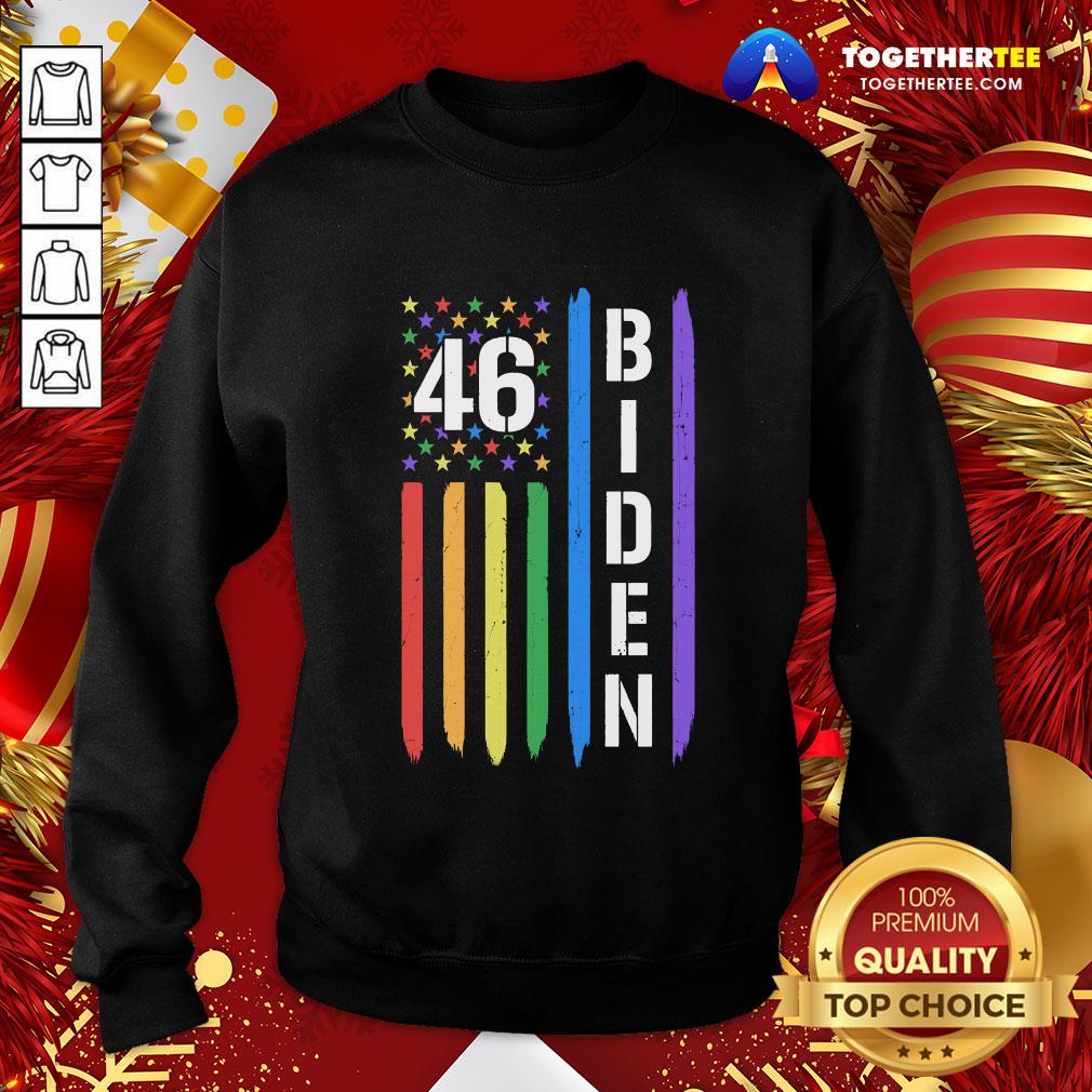 Nice 46 Biden American Flag LGBT Gay Pride Rainbow Shirt - Image 4