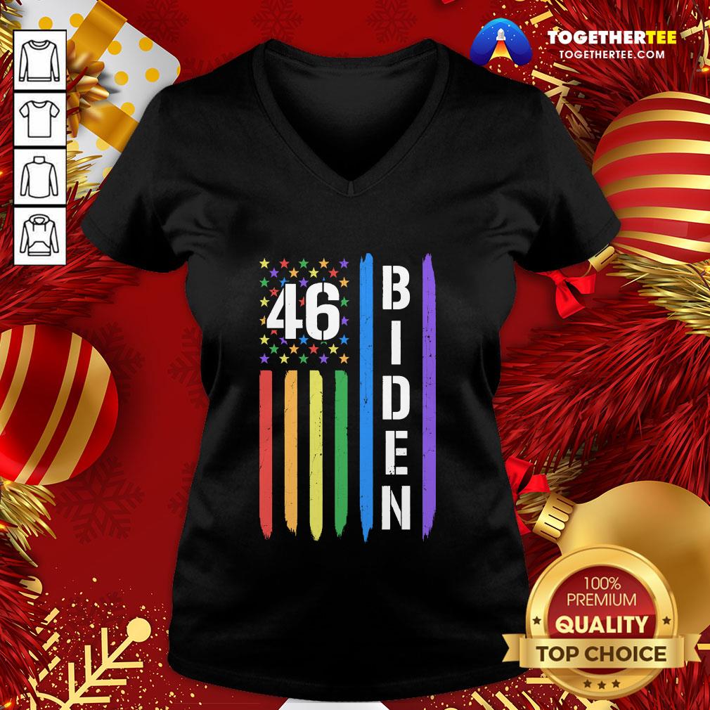 Nice 46 Biden American Flag LGBT Gay Pride Rainbow Shirt - Image 2