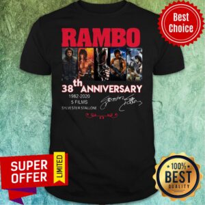Official Rambo 38th Anniversary 1982 2020 5 Films Sylvester Stallone Signature Shirt