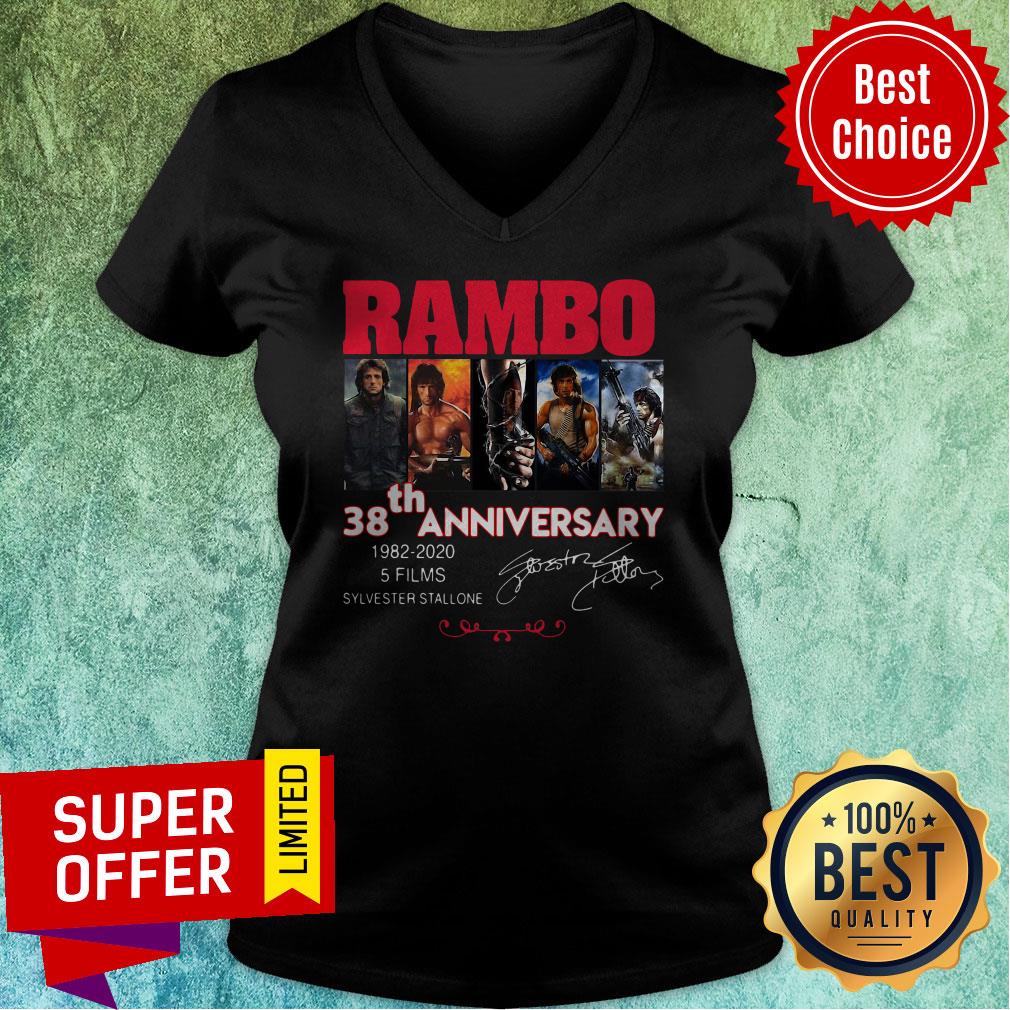 Official Rambo 38th Anniversary 1982 2020 5 Films Sylvester Stallone Signature Shirt - Image 4