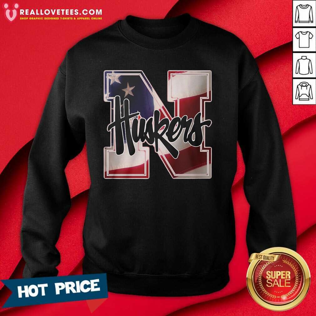 Super Nice Nebraska Cornhuskers American Flag Shirt - Image 3