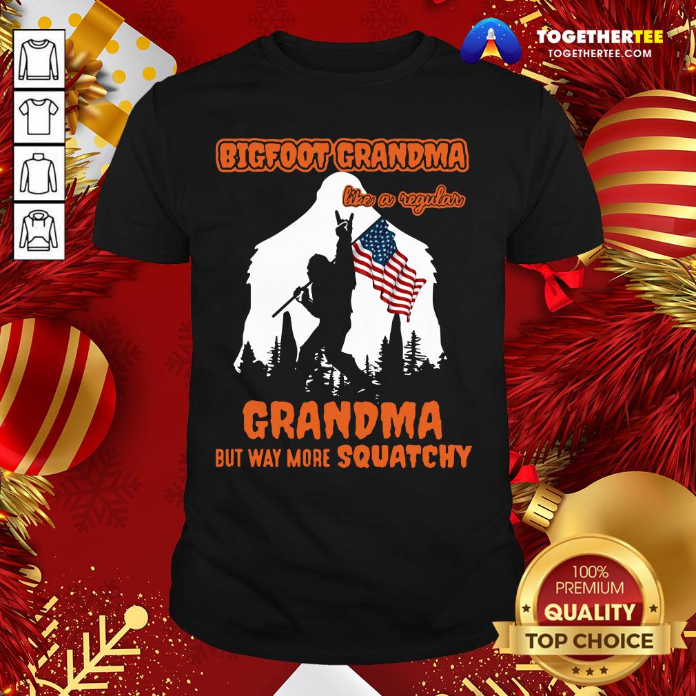 Hot Bigfoot Rock And Roll Grandma Like A Regular Grandma But Way More Squatchy American Flag Shirt