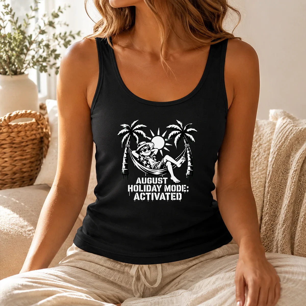 Pretty Top August Holiday Stencil For Laid Back Vibes Shirt - Image 3