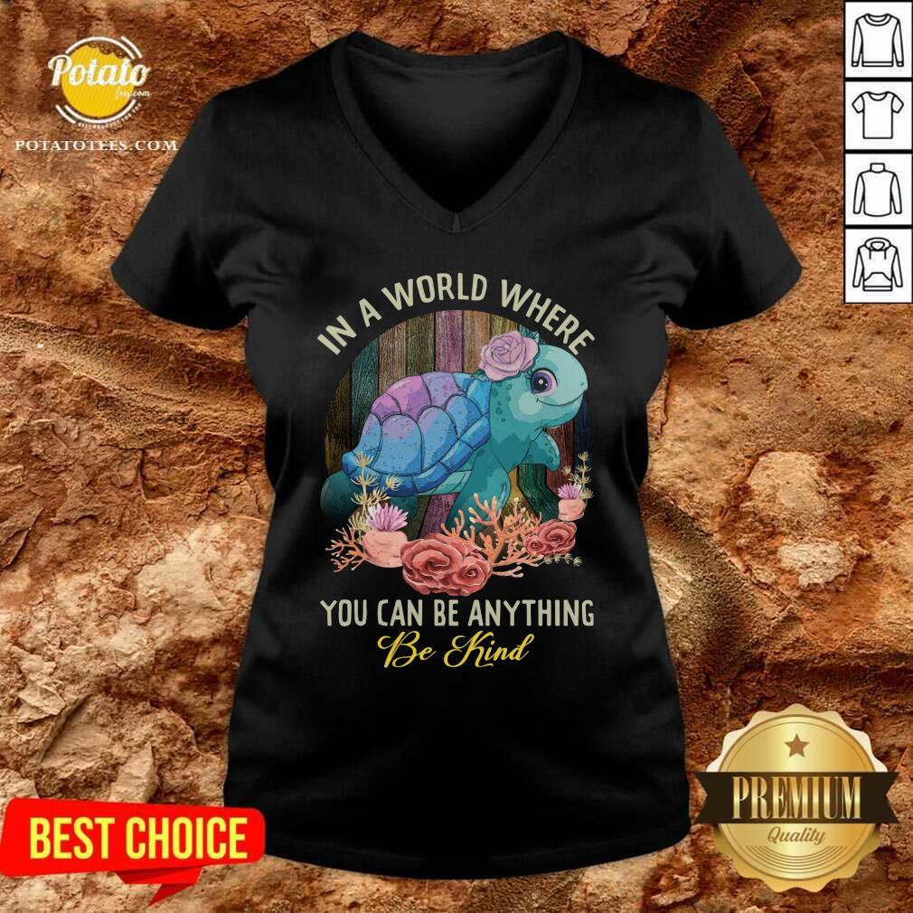 Turtle In A World Where You Can Be Anything Be Kind Shirt - Image 2