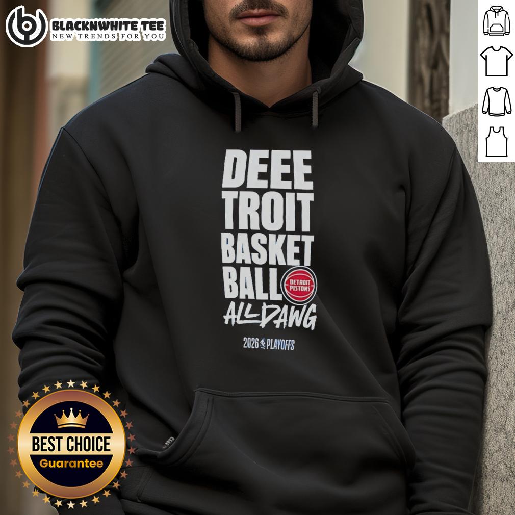 Awesome Detroit Pistons Dee Troit Bassketball All Dawg 2026 NBA Playoffs Logo T-Shirt - Image 2