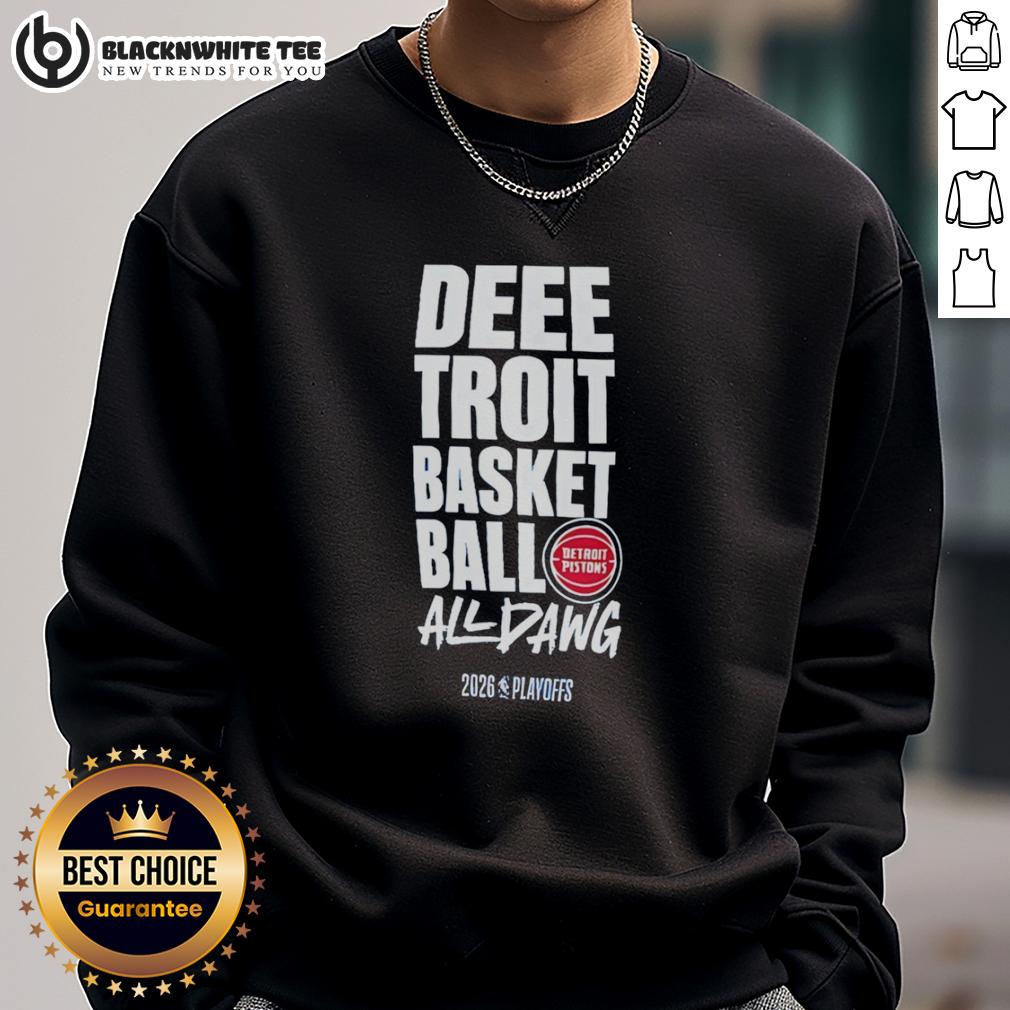 Awesome Detroit Pistons Dee Troit Bassketball All Dawg 2026 NBA Playoffs Logo T-Shirt - Image 5