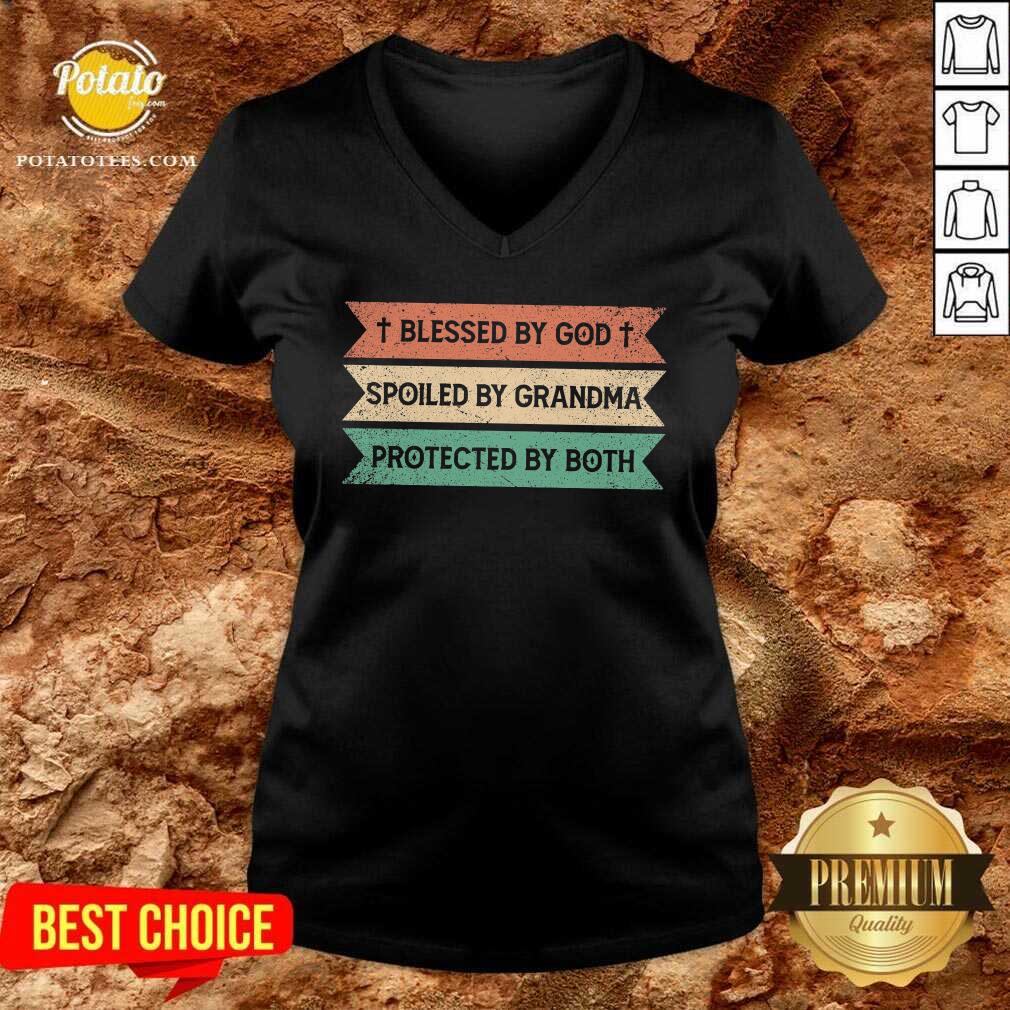 Blessed By God Spoiled By Grandma Protected By Both Shirt - Image 2