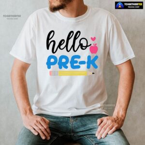 Alternative view of Hello Pre-K Pre-Kindergarten Apple Pencil Heart Back To School T-Shirt